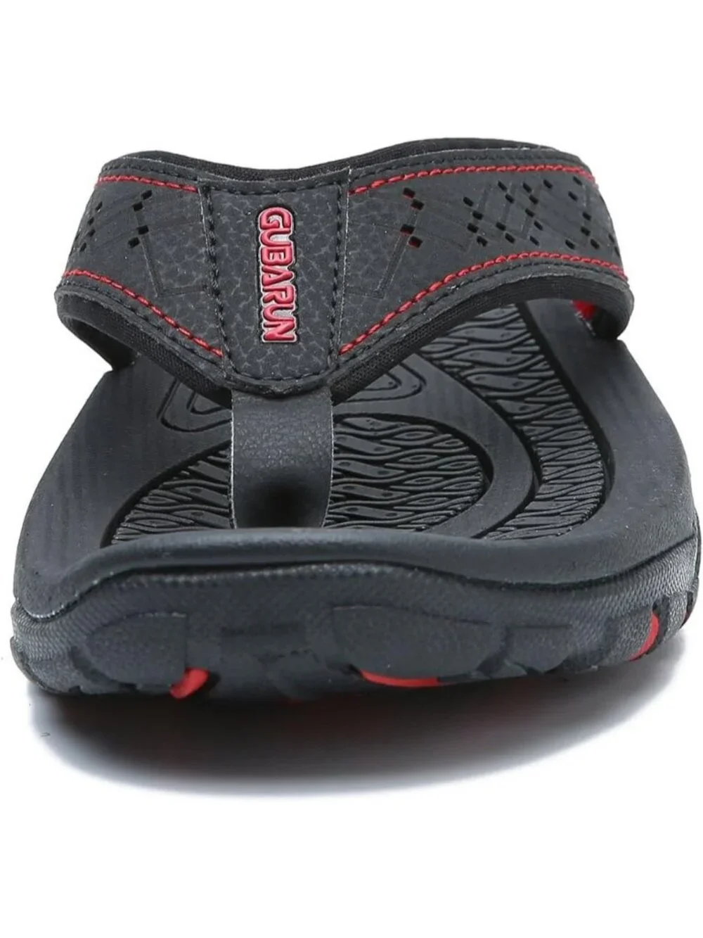 Mens Black Red Sport Flip Flops Comfort Outdoor Rubber Casual Thong Sandal Shoes